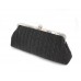 Evening Bag - Braided Straw Like w/ Metal Frame - Black - BG-92069B